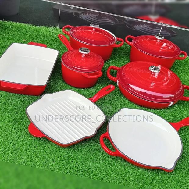 Original Red Germany Enamel Cast Iron Pots - main view
