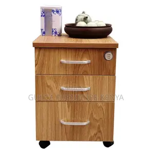 Cabinets:Pedestal Natural Finish Vertical Storage Cabinet