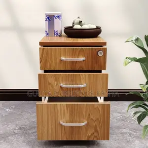 Cabinets:Pedestal Natural Finish Vertical Storage Cabinet