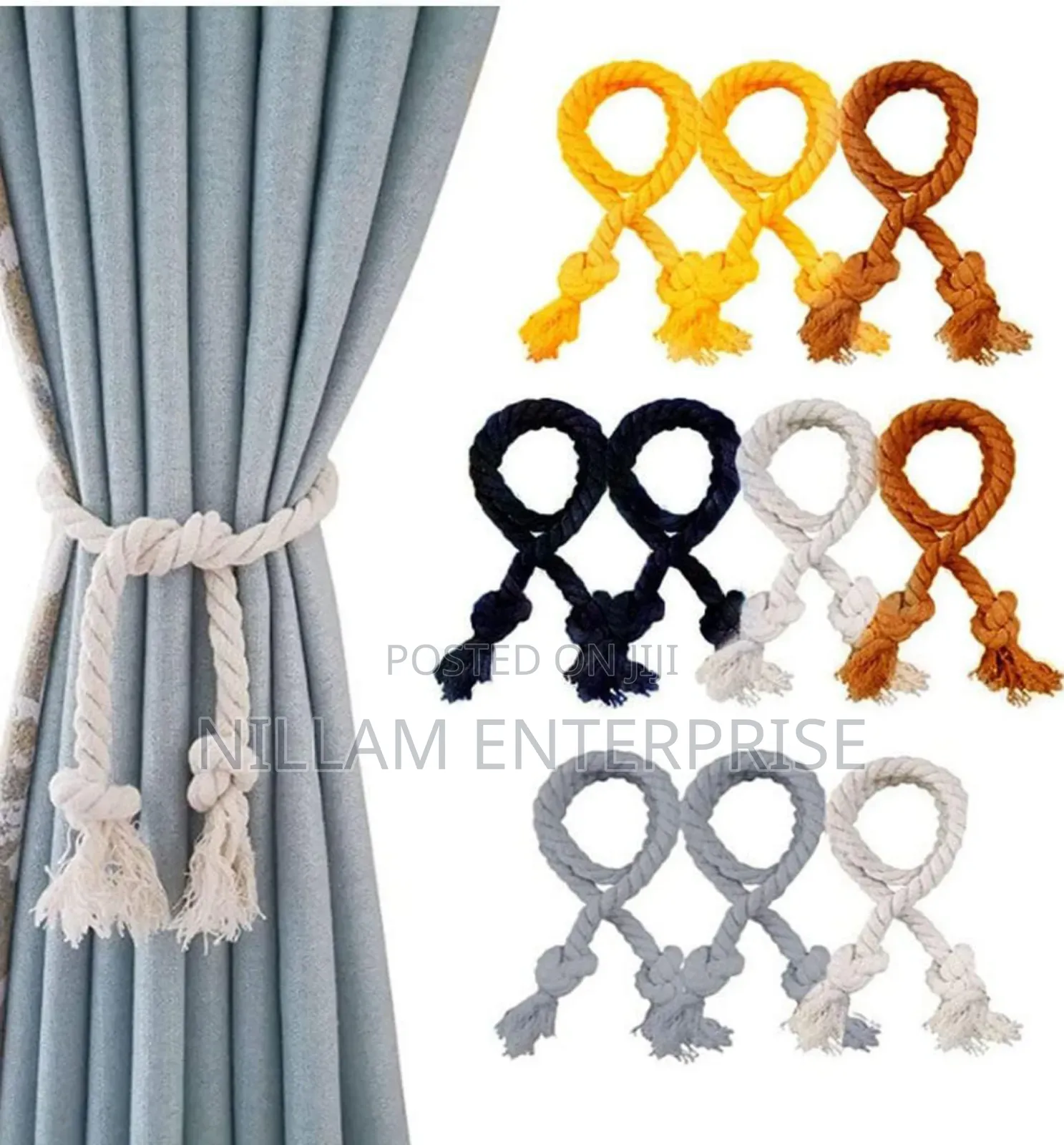 Boho Rustic Style Curtain Tiebacks Rope