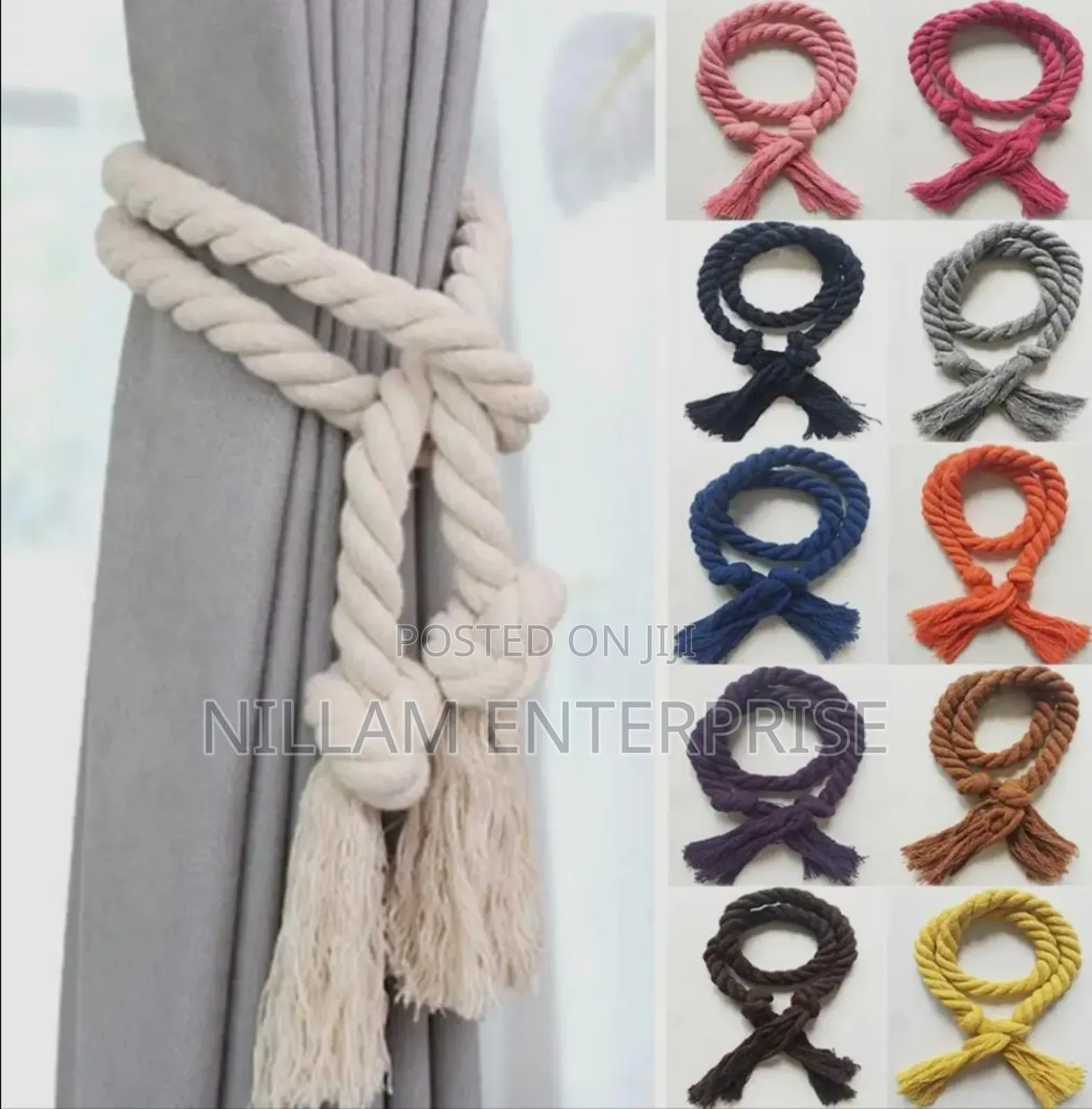 Boho Rustic Style Curtain Tiebacks Rope
