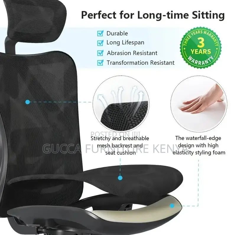 Office Chairs: Ergonomic Highback Office Headrest Seat