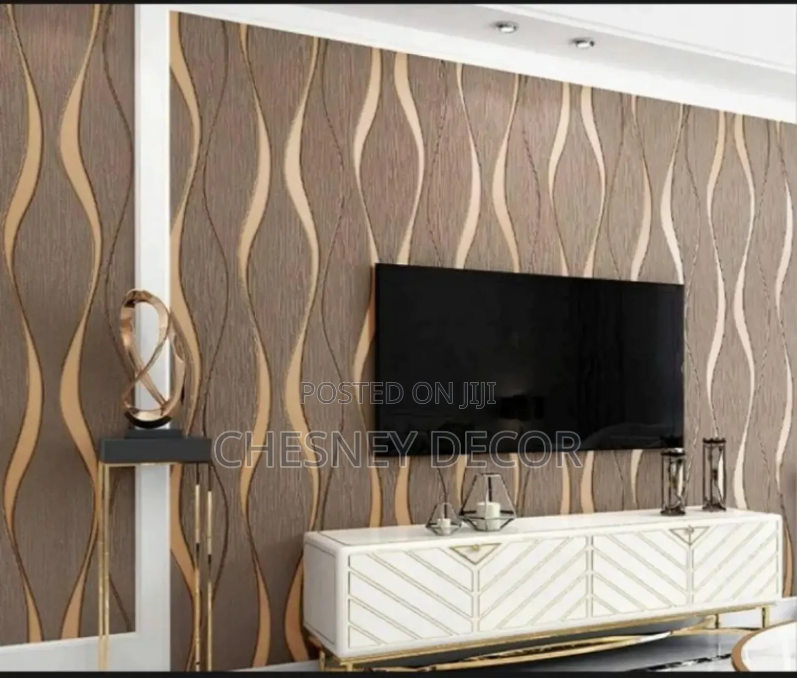 Brown and Gold-Patterned Wallpaper