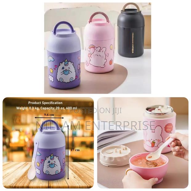 *Thermos Food Flask 600ml, Thermos Lunch Box With Spoon,