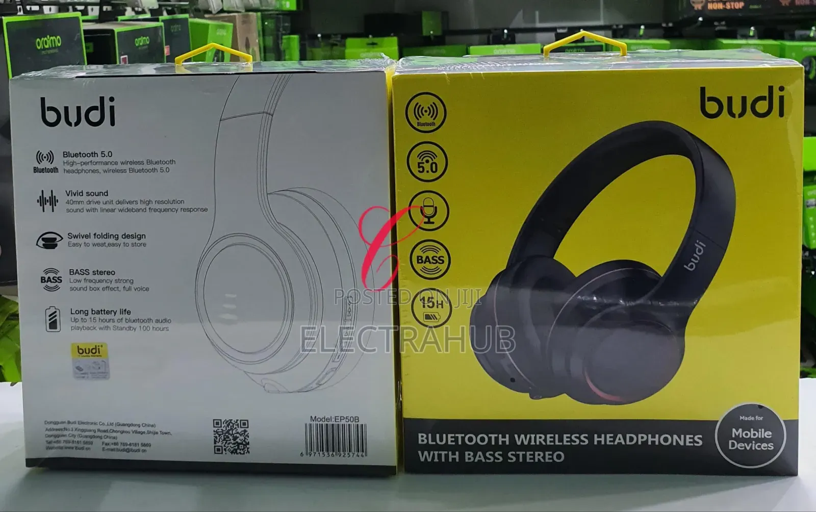 Budi Bluetooth Wireless Headphones With Bass Stereo