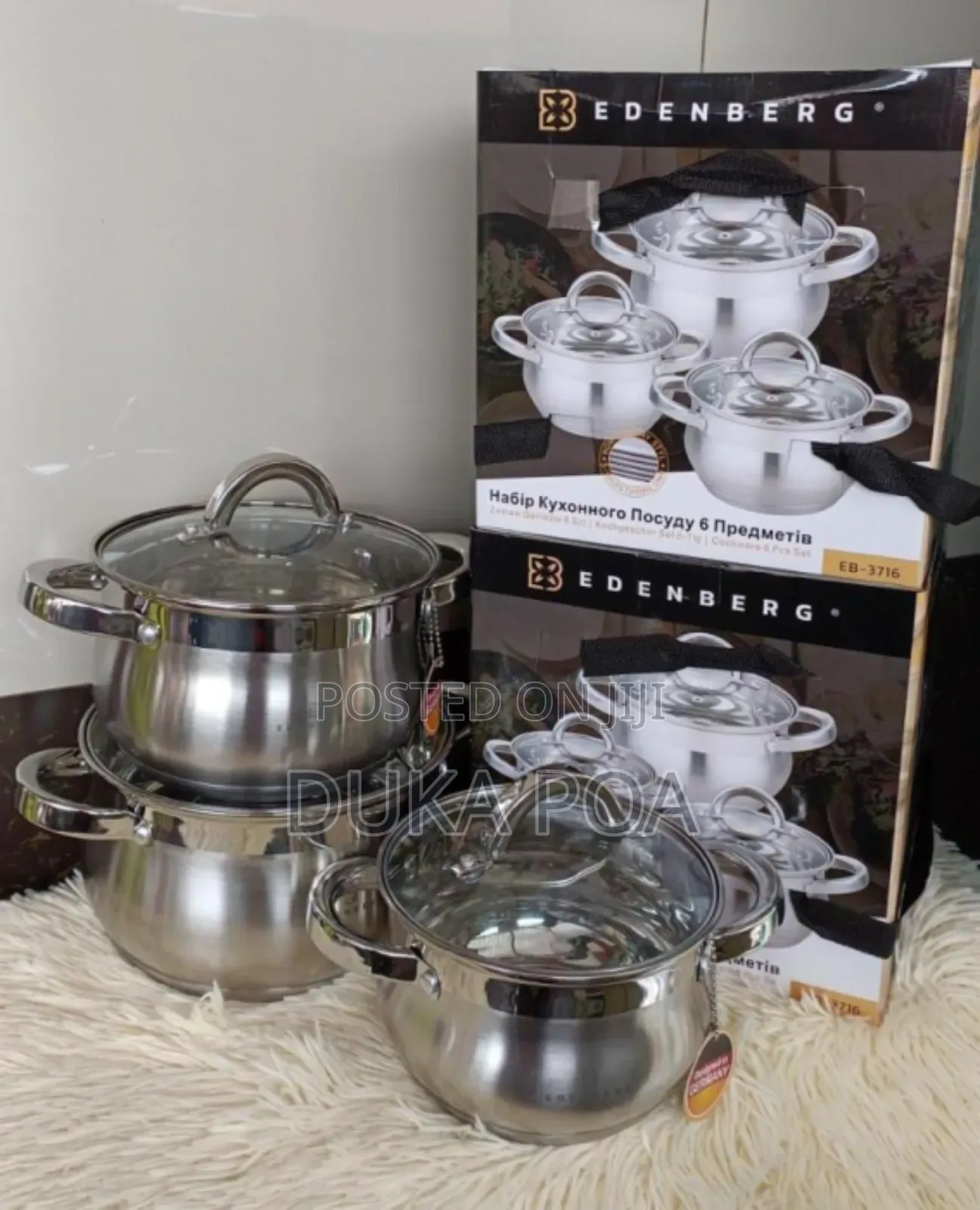6 Pieces Edenburg EB-3716 Stainless Cookware