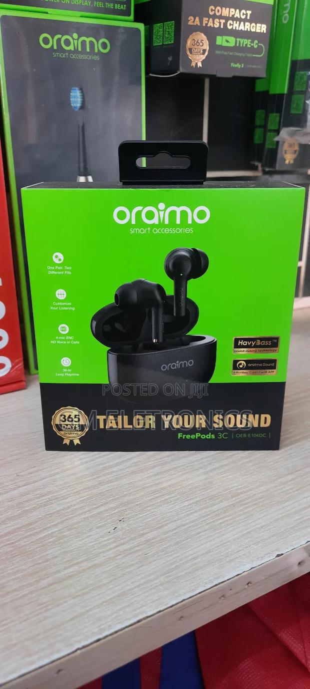 New Oraimo Freepods-3c Heavy Bass Wireless Earbuds - Black