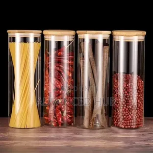 Glass Spaghetti/Cereal Jar With Airtight Bamboo Lid