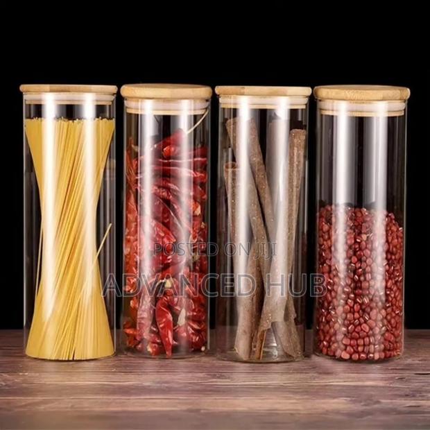 Glass Spaghetti/Cereal Jar With Airtight Bamboo Lid - thumbnail 2