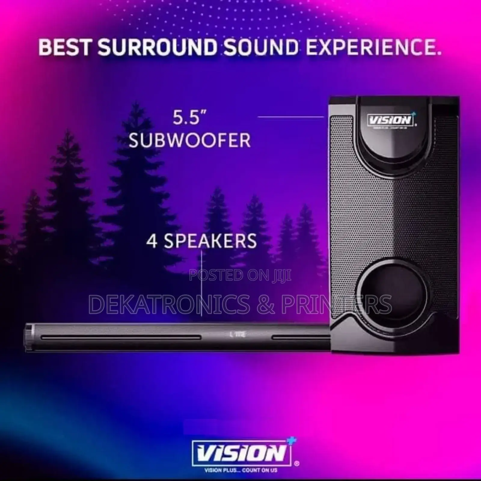 Vision Plus 2.1 Channel Sound Bar Vp2120sb