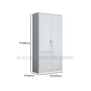 Cabinets: White Trendy Steel 2-Full Door Storage Cabinet