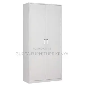 Cabinets: White Trendy Steel 2-Full Door Storage Cabinet