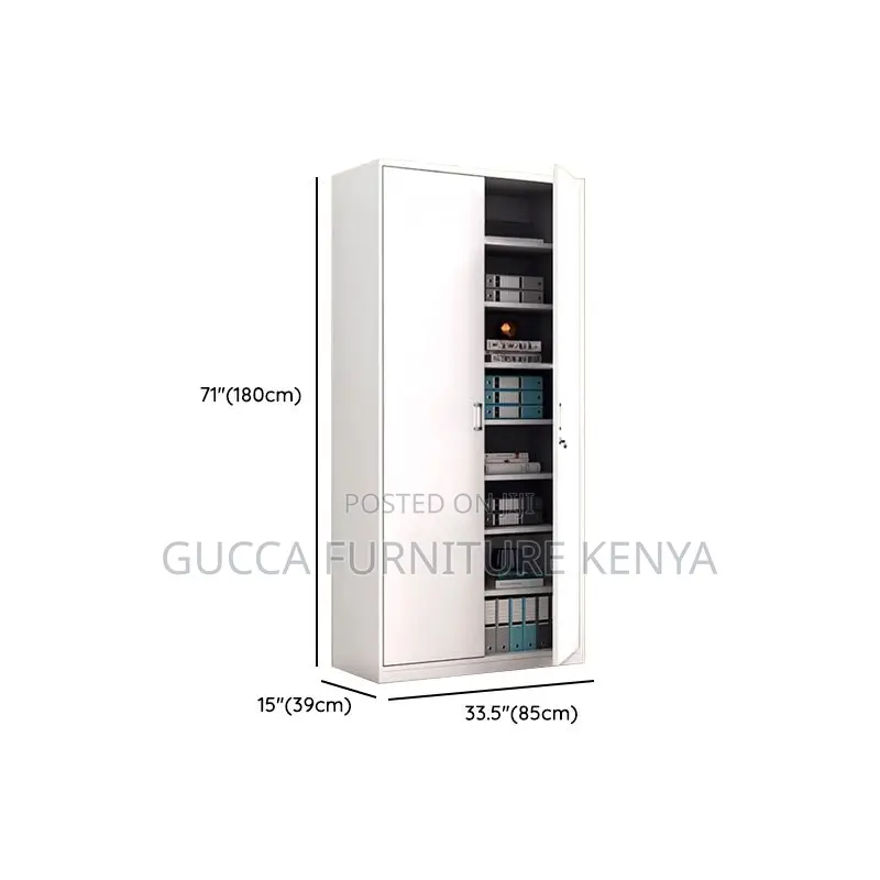 Cabinets: White Trendy Steel 2-Full Door Storage Cabinet