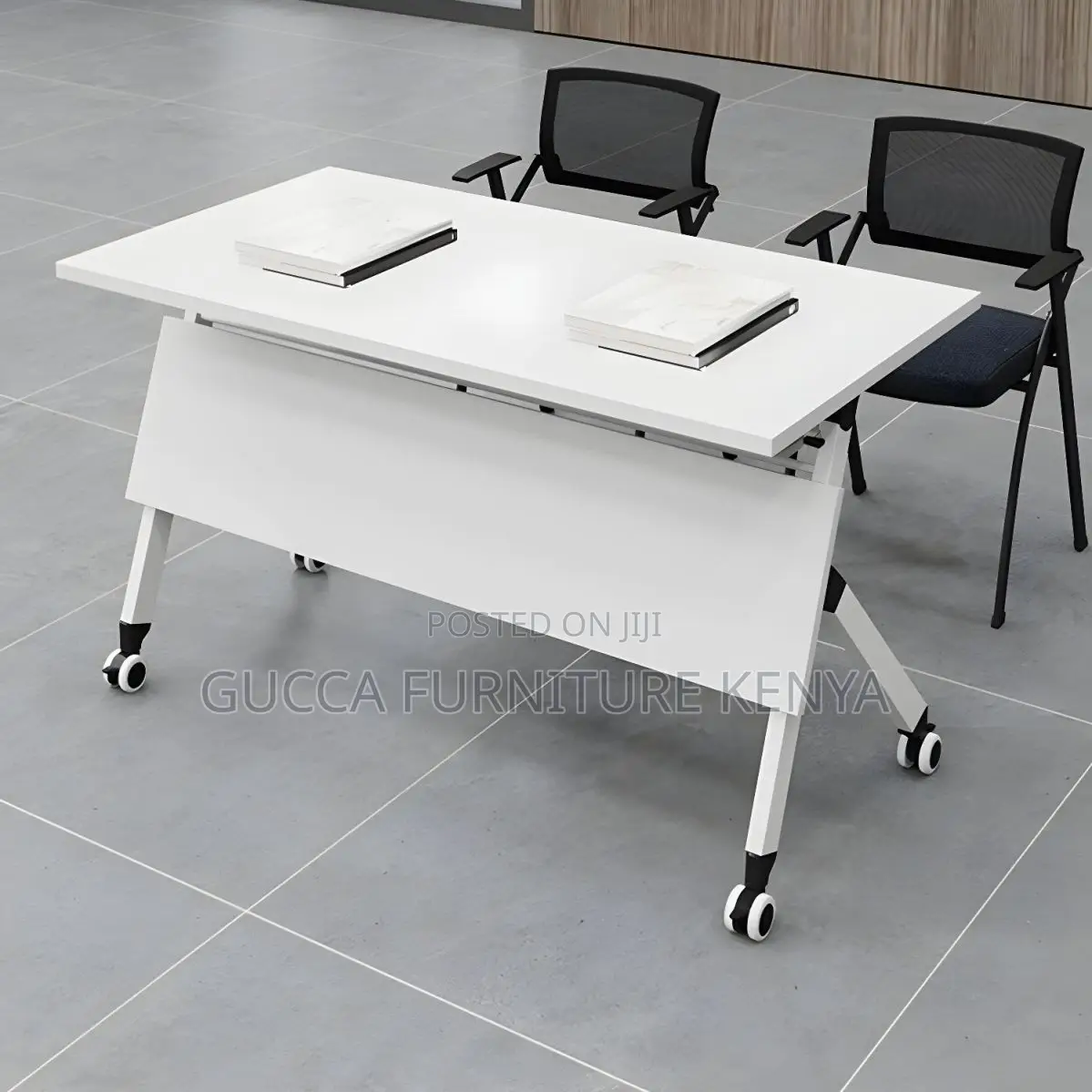 Office Tables:120cm Sleek White Wood Foldable Office Table