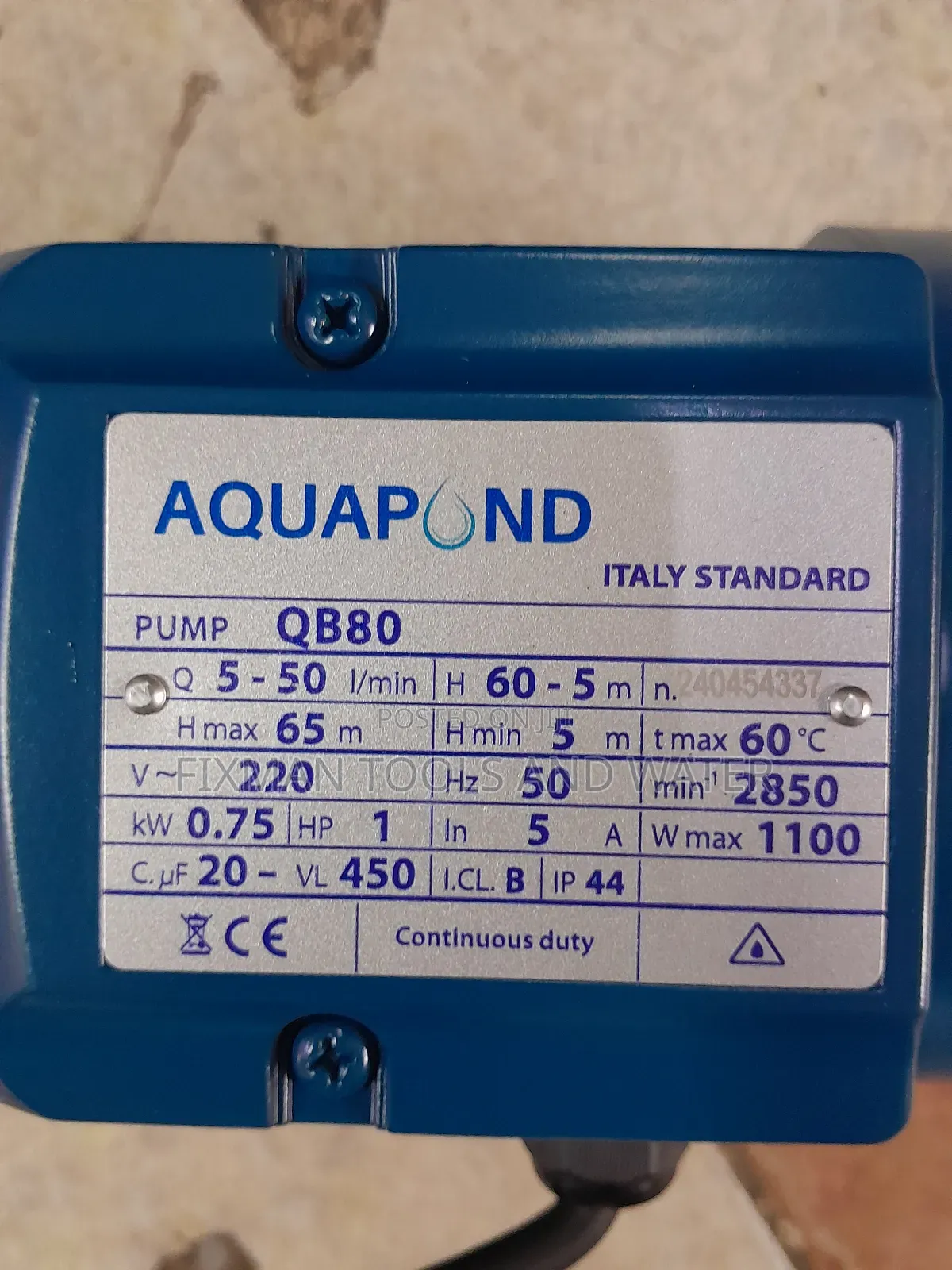 Agri-Faming Aquapond Water Pump 1 Hp Italy 65m Head