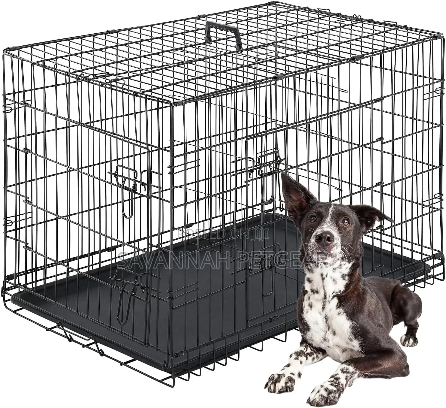 Pet Crate for Large Dogs Folding Metal Pet Cage Double Door