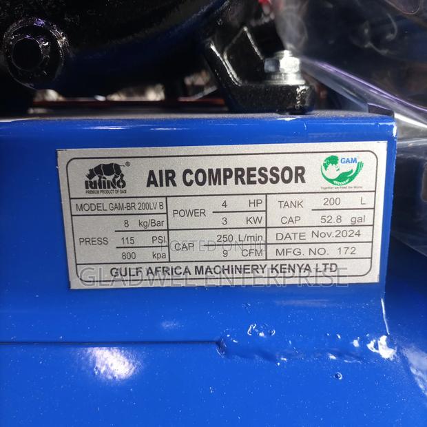 200lts Rhino Air Compressor - thumbnail 2