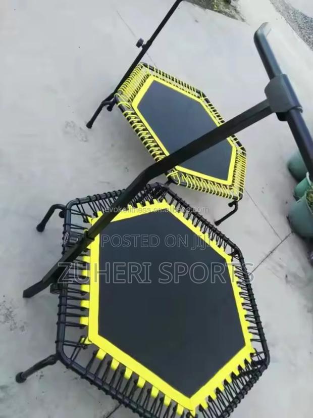 Silent Mini Trampoline; Adjustable Handle Bar for Cardio - main view
