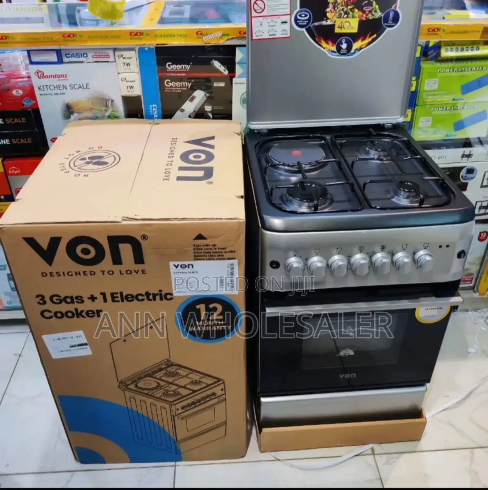 Von 50 by 60 Cooker 3 +1 With Electric Oven.