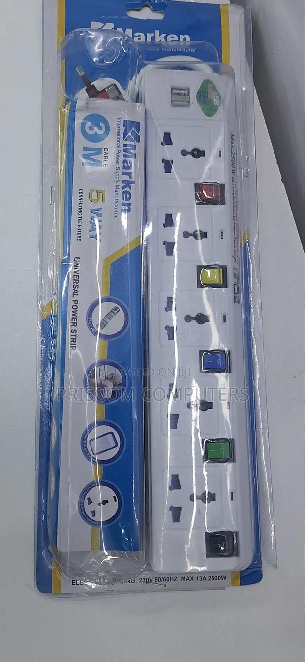 Marken Power Extension 5 Way 3M Length With 2 USB Port - thumbnail 3