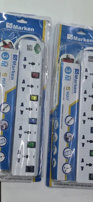 2500W Power Extension for TV,Computer,Fridge 3M 5 Way Marken