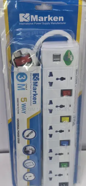 2500W Power Extension For TV Computers Fridge 3M 5way Marken