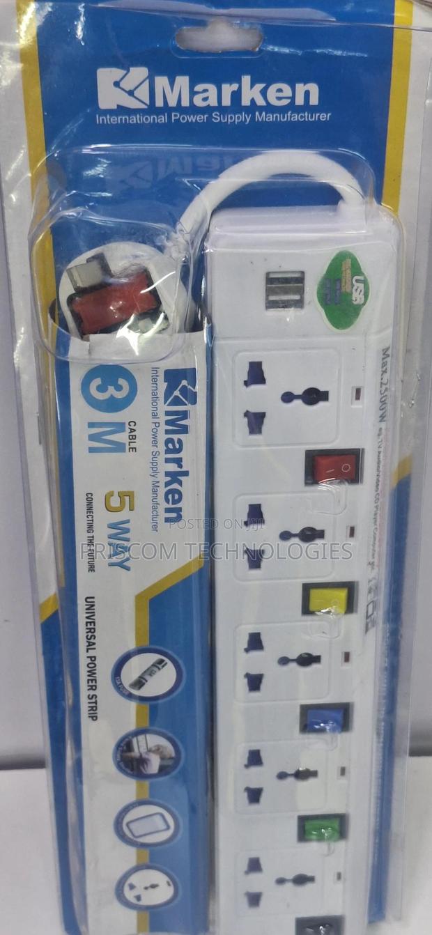 2500W Power Extension For TV Computers Fridge 3M 5way Marken - thumbnail 3