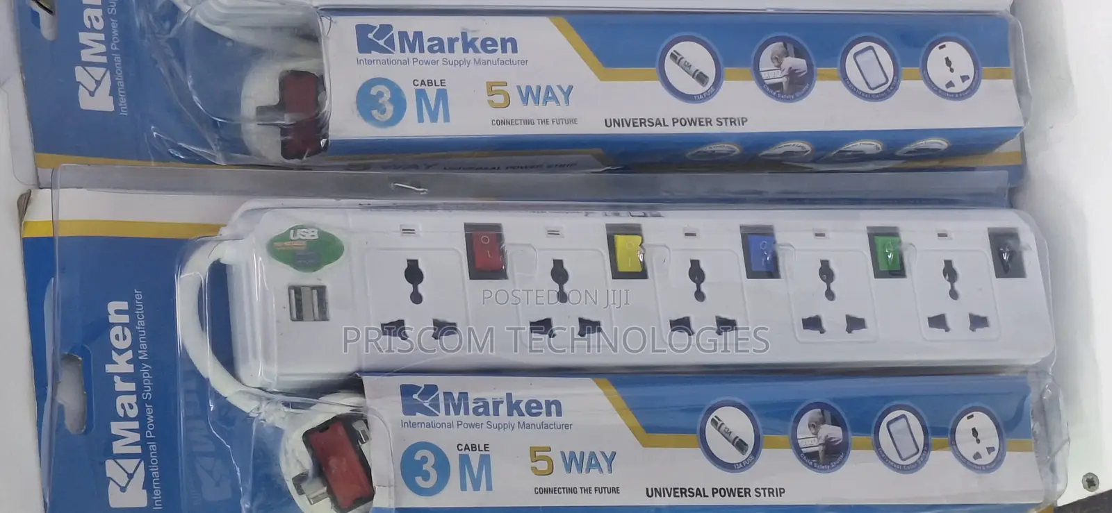 2500W Power Extension For TV Computers Fridge 3M 5way Marken