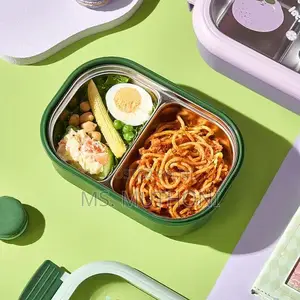 1000 Ml Multicolor Bento Lunch Box With 2 Compartmen