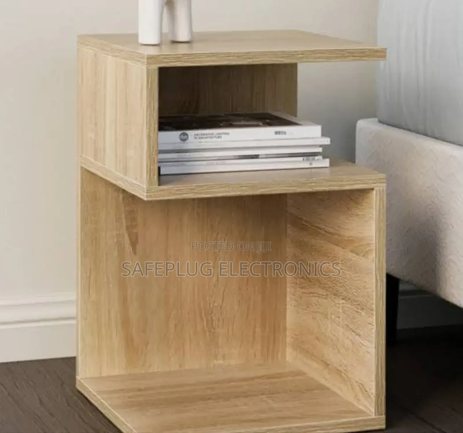 *Joy S-shaped Side Table With 2 Open Storage Compartments