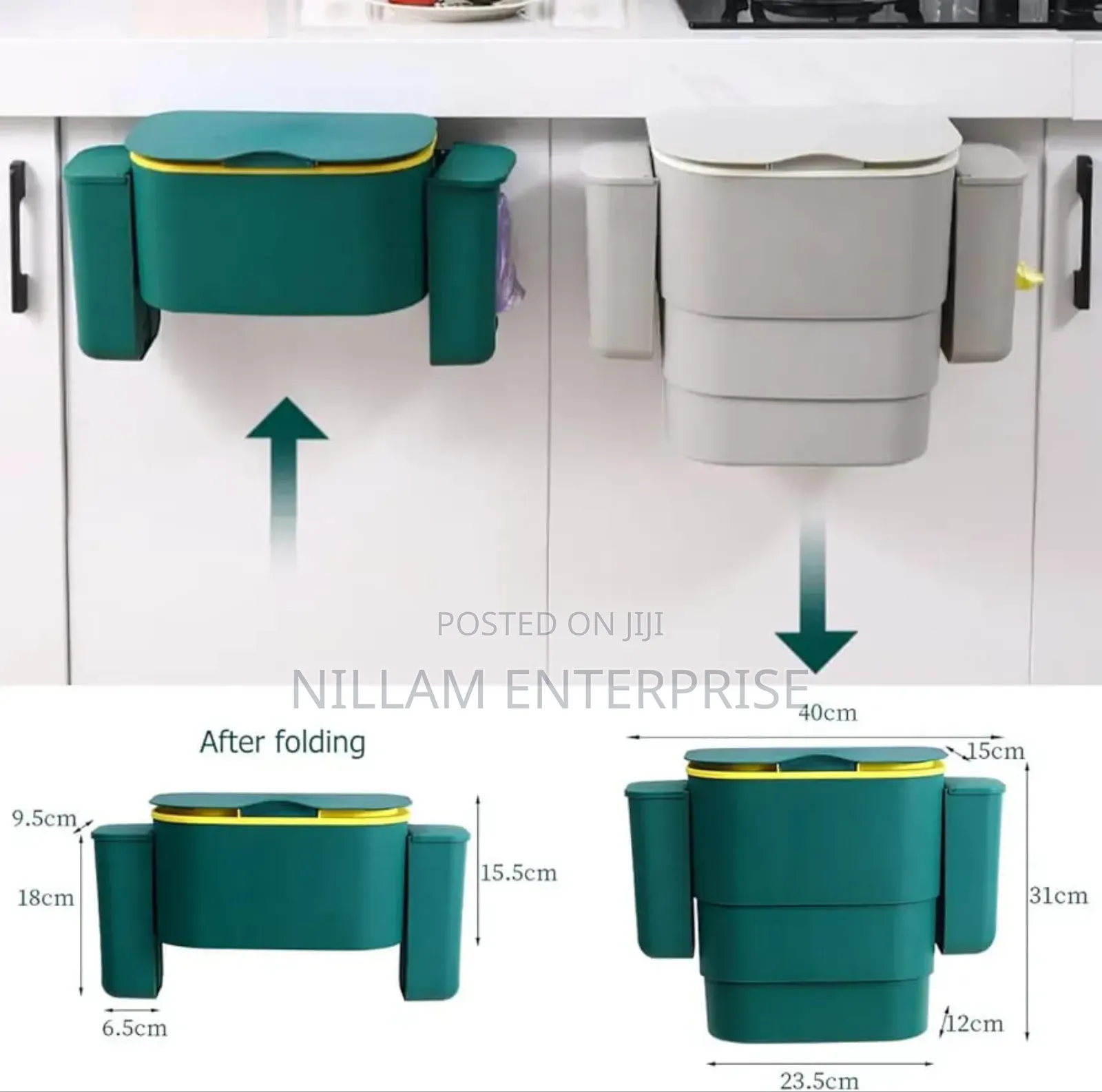 Foldable Kitchen Hanging Dustbin With 2 Trash Bags Cans