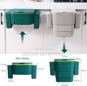 Foldable Kitchen Hanging Dustbin With 2 Trash Bags Cans