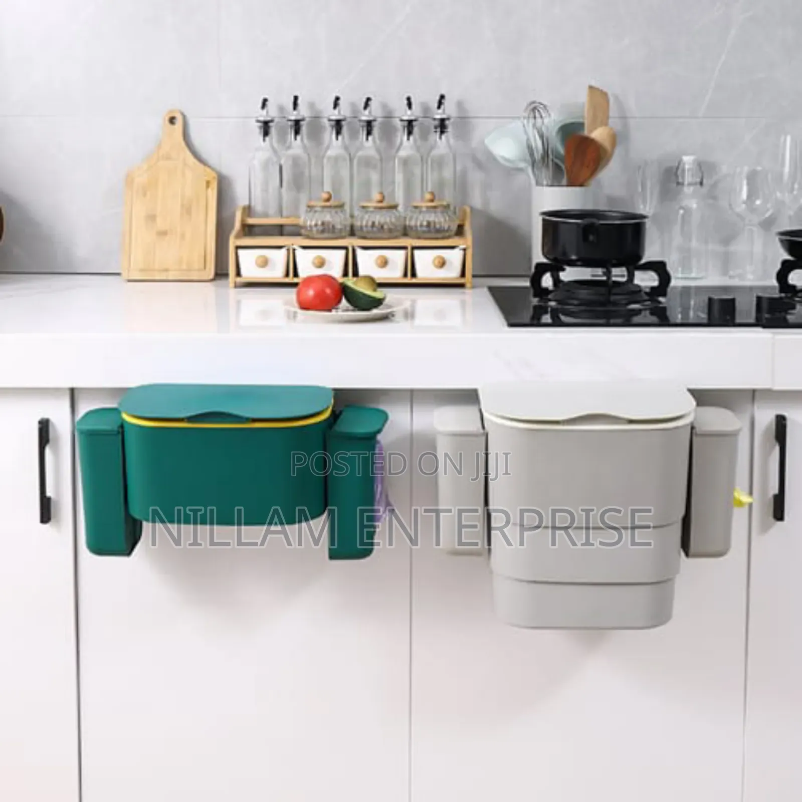 Foldable Kitchen Hanging Dustbin With 2 Trash Bags Cans