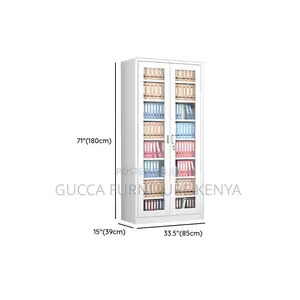 Cabinets:2-Glass Door Storage Cabinet With Changeable Shelf