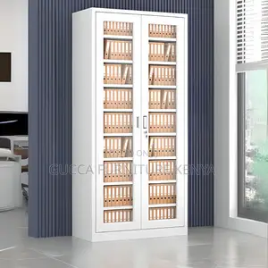 Cabinets:2-Glass Door Storage Cabinet With Changeable Shelf