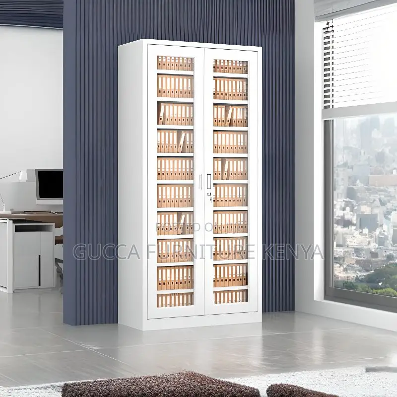 Cabinets:2-Glass Door Storage Cabinet With Changeable Shelf