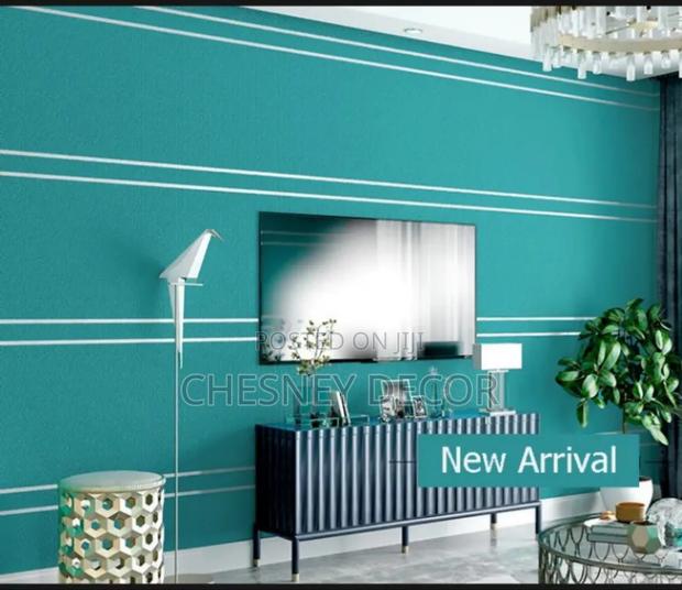 Striped Vibrant Blue Wallpaper