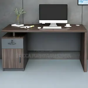 Office Tables:160cm Modern Secure Brown Wood Office Desk