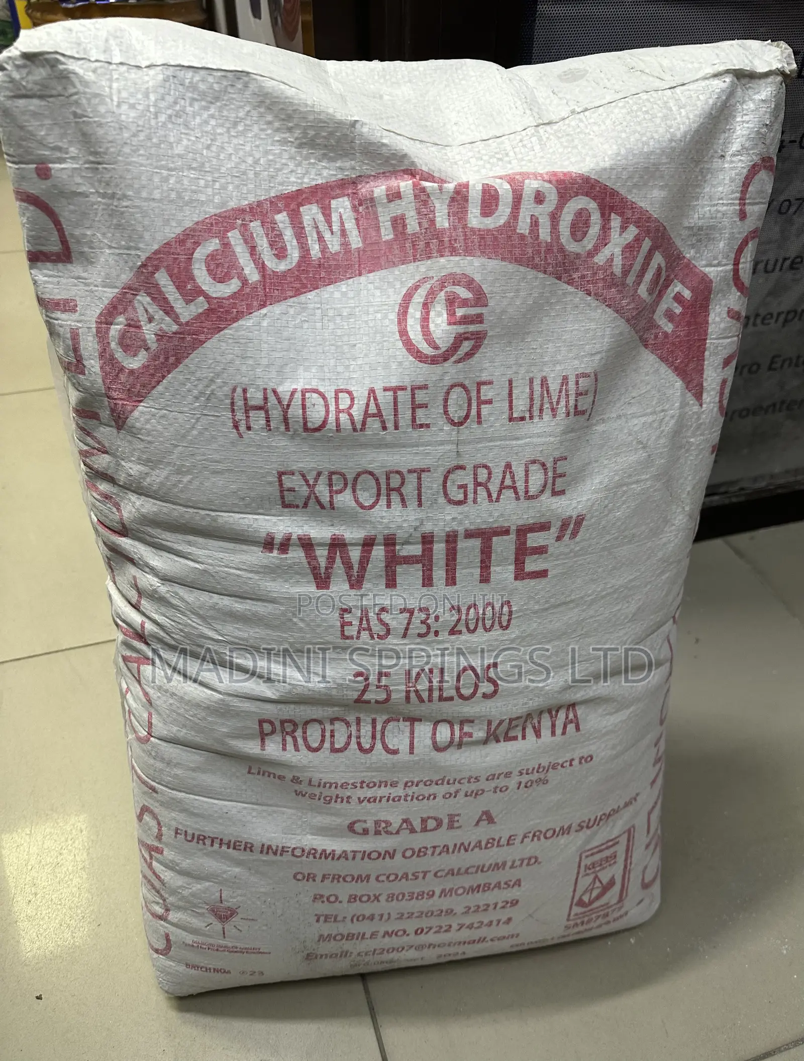 Coast Calcium, Hydrate of Lime(Calcium Hydroxide) 25kgs