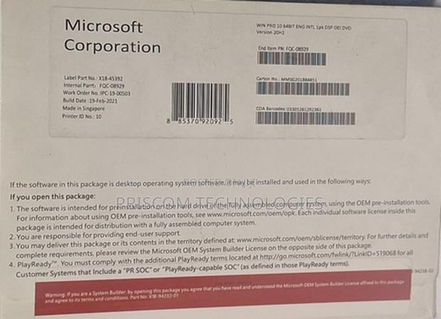 Microsoft Windows 10 Pro- 64BIT - main view