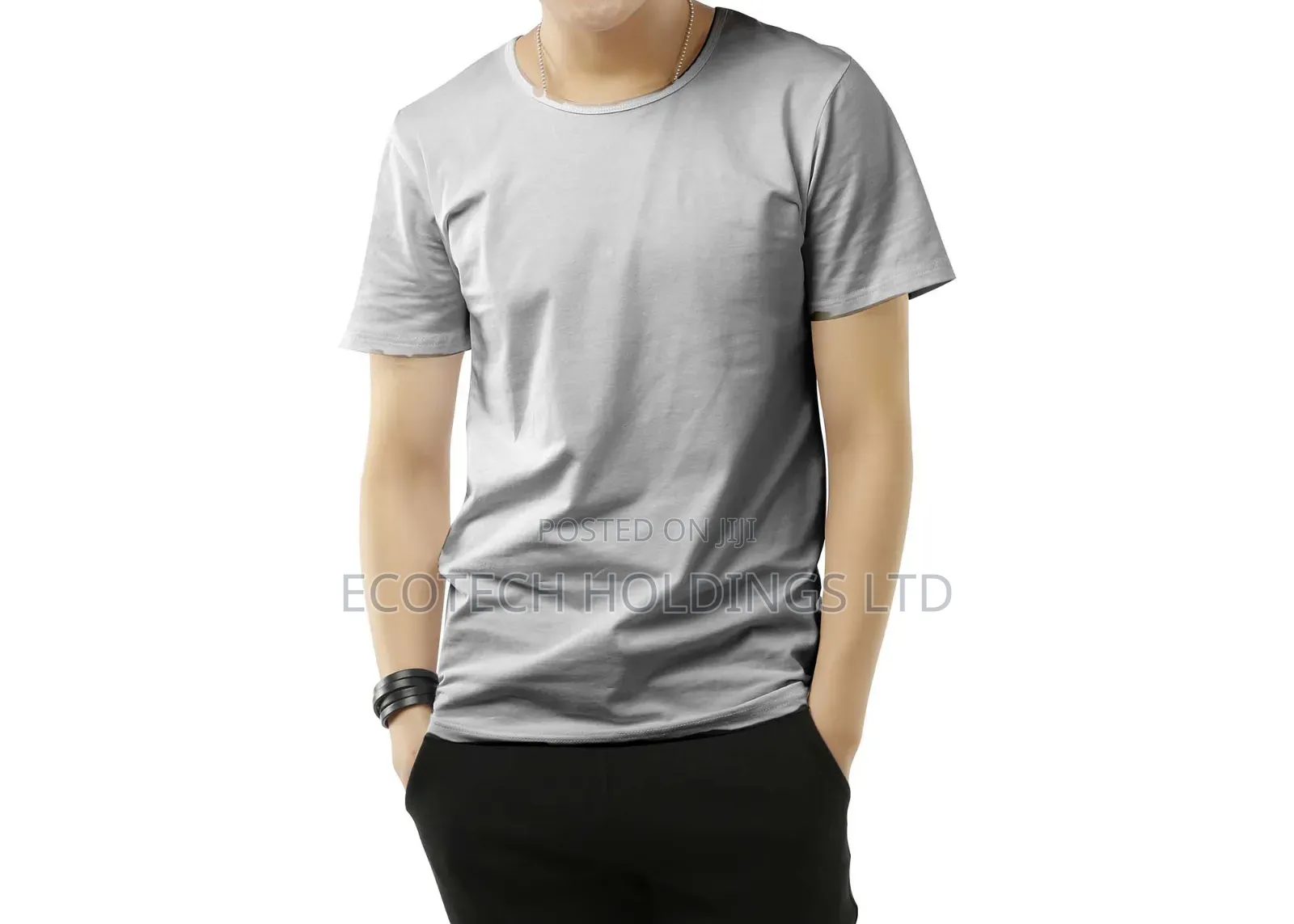 Elegant Quality Gray Round Neck T Shirt Tf4jh