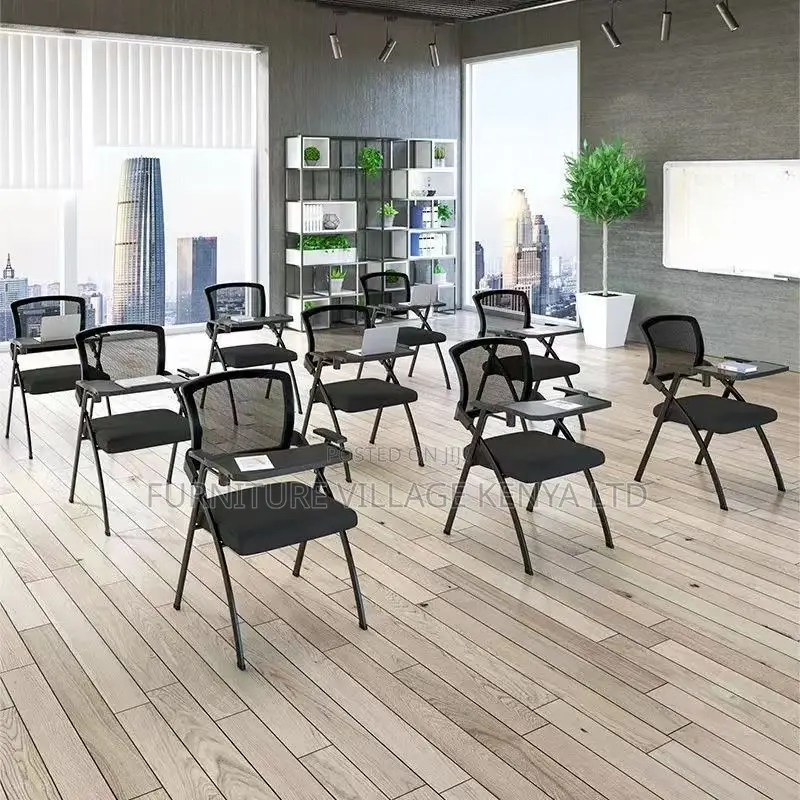 Study Chairs; Foldable Office Seat With Writing Pad