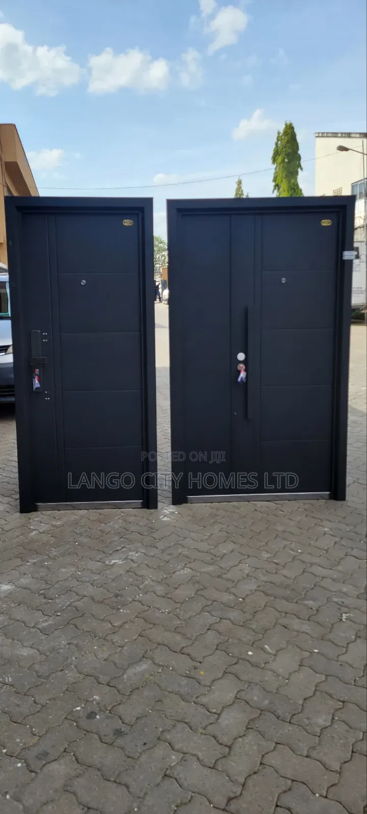 Black 2100 Height Steel Doors - Imported