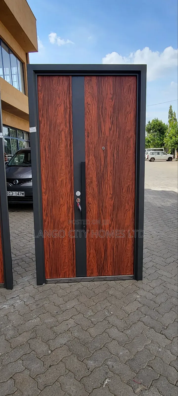 Brown Wood Finish Steel Security Doors