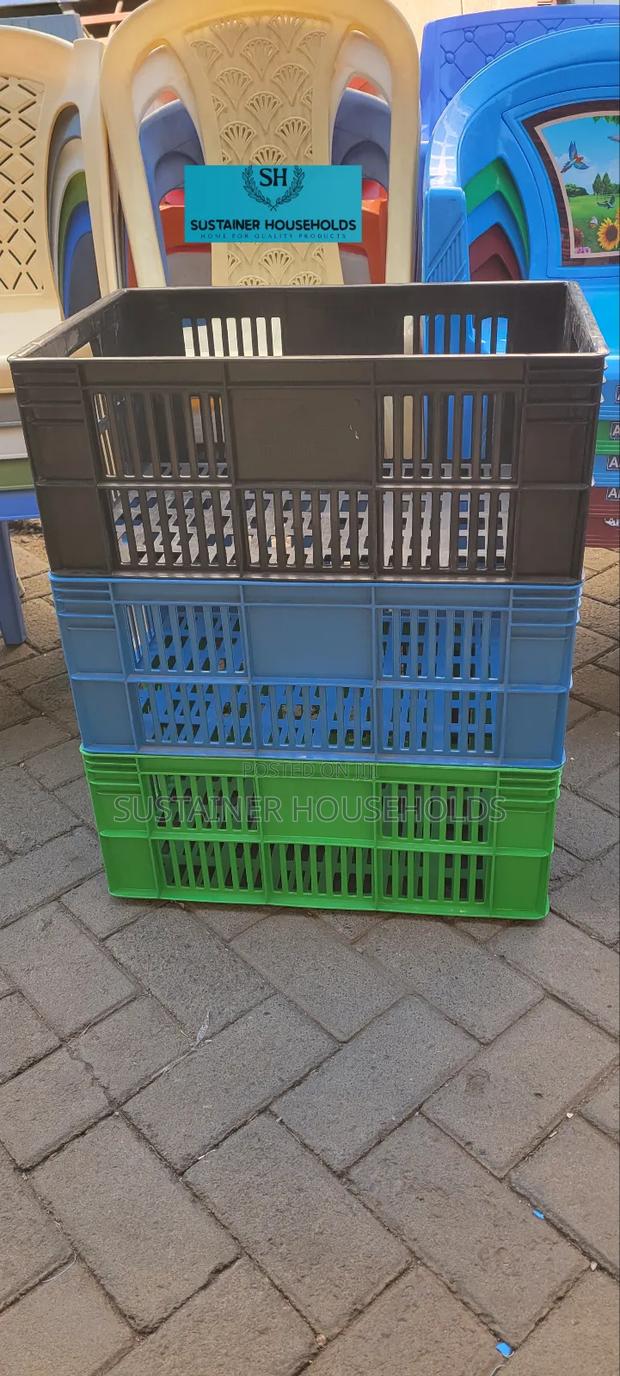 Blue, Black And Green Plastic Bread Crates - main view