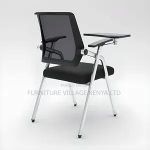 Modern Simple Blue Cloth Chair With Desk Attached,