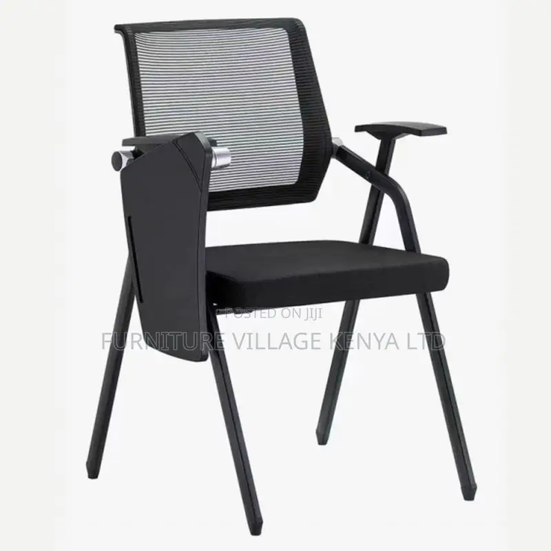 Modern Simple Blue Cloth Chair With Desk Attached,