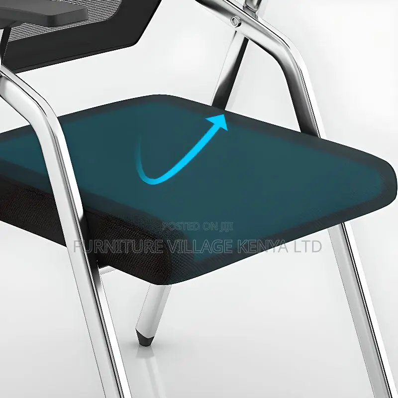 Modern Simple Blue Cloth Chair With Desk Attached,