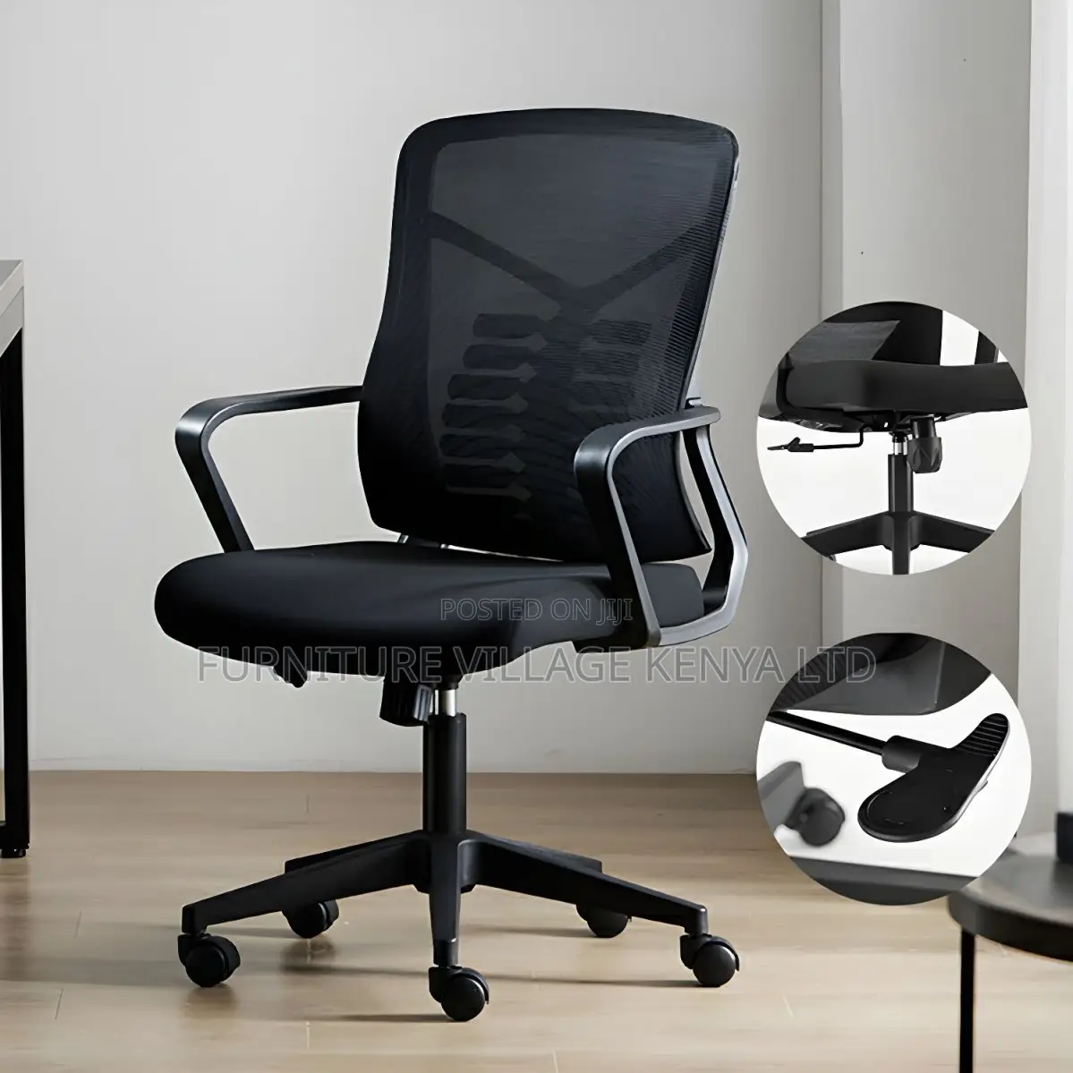 Ergonomic Mid-Back Mesh Task Chair With Fixed Arms