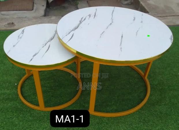 WHITE Nesting Coffee Table Marble Effect (MDF)